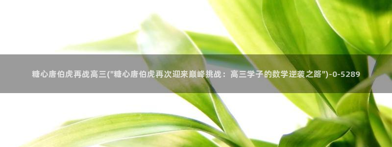 糖心 vlog 在线：糖心唐伯虎再战高三(\